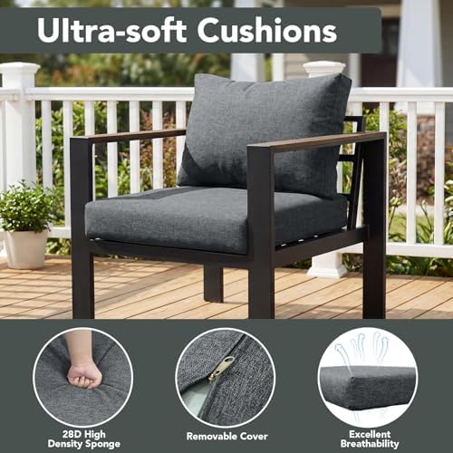 Aluminum Outdoor Patio Furniture Set 7 Pieces Light Gray