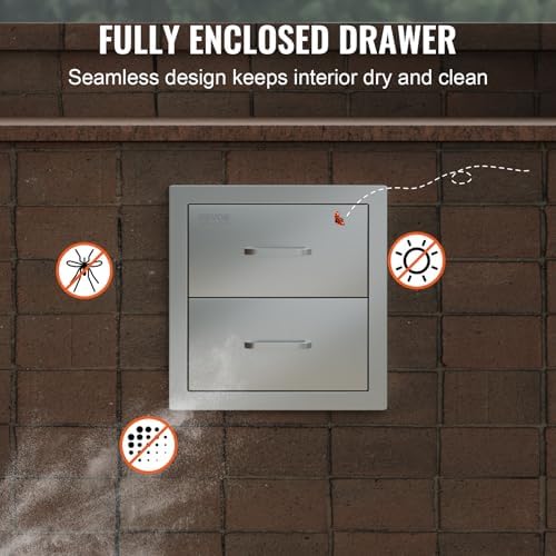 VEVOR Outdoor Kitchen Drawers 14"W x 14.3"H x 23"D Stainless S...
