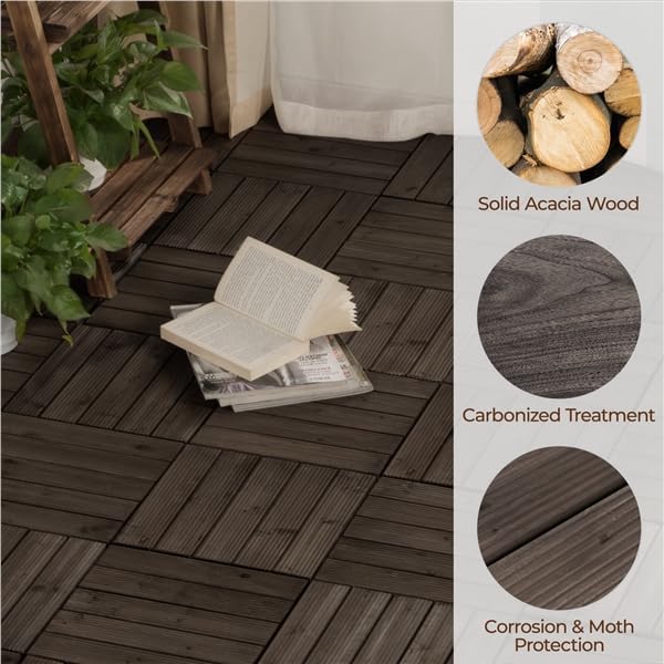 Yaheetech 27PCS Interlocking Deck Tiles Outdoor Patio Floor, Black