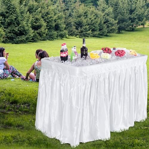 4 Foot Ice Cooler Table, Folding Buffet Cold Food Keeper w/Removable Matching...