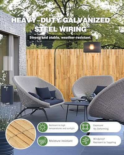 4ft x 13ft Natural Bamboo Slat Screening Roll, Outside Bamboo Privacy Fencing...