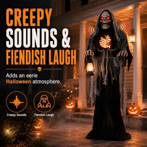 5.6FT Animatronics Grim Reaper Halloween Indoor Outdoor Decorations