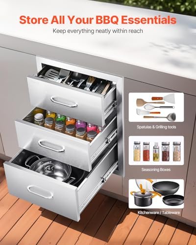 VEVOR Outdoor Kitchen Drawers 18.11"W x 23.23"H x 23.23"D Stai...