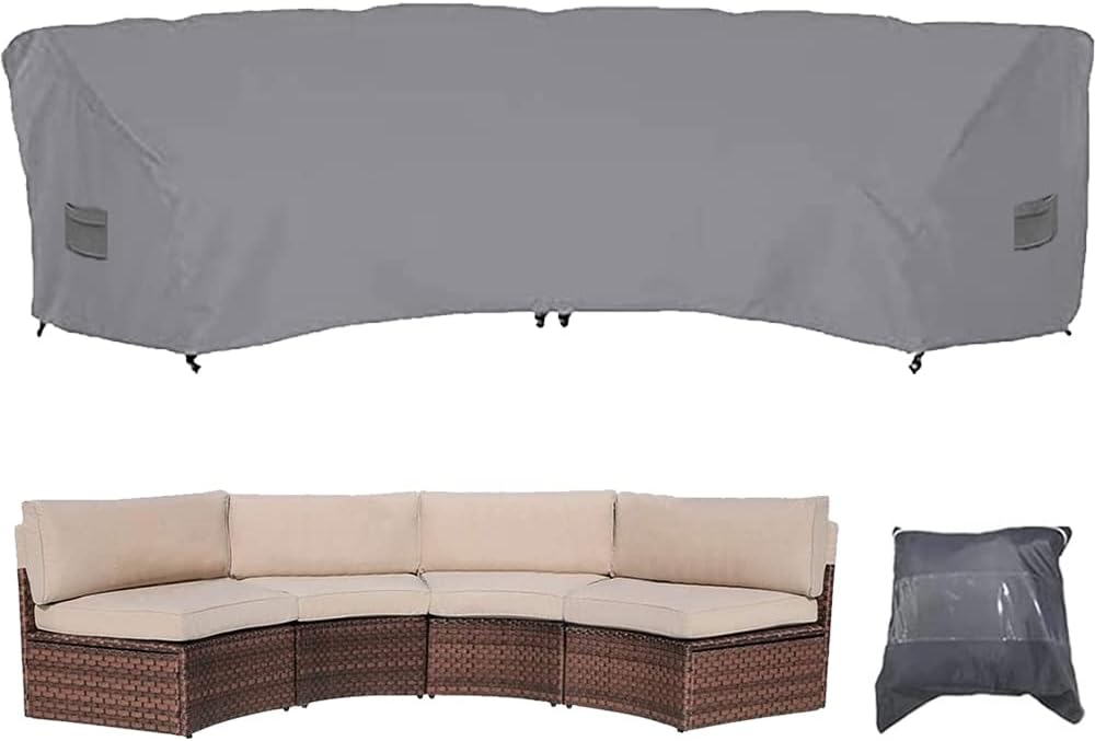 Patio Sectional Curved Sofa Protector Cover Waterproof Heavy Duty 420D Oxford...