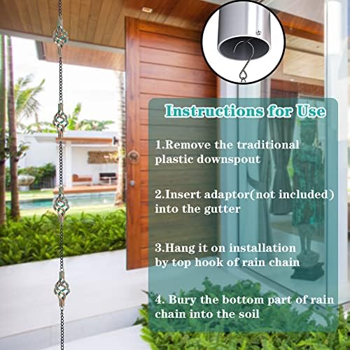 dreamysoul 9.7FT Rain Chain, Iron Rain Chain for Gutters