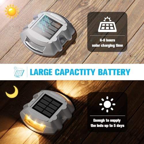 VOLISUN Solar Deck Driveway Dock Lights,Solar Pathway Lights,Warm 8 Pack | So...