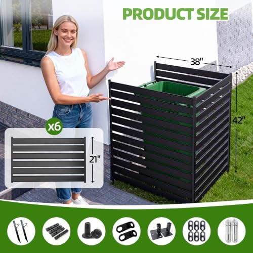 Privacy Fence Screen for AC & Trash, 42" H × 38" W(3P) Metal No...