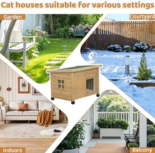 Agitree Outdoor Wooden Pet House, Weatherproof Winter Shelter for рuррy and S...
