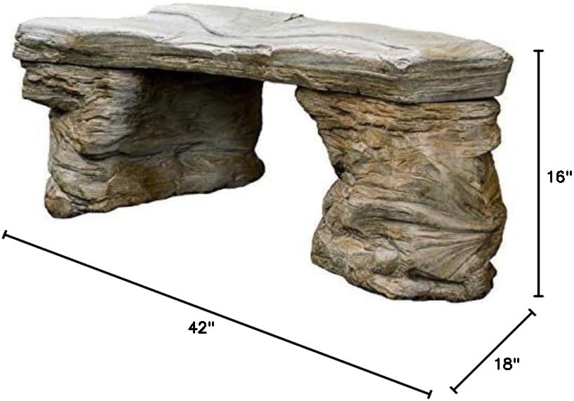 Cast Stone Petrified Rock Bench, Outdoor Garden Patio Bench 3 Piece Hand Scul...