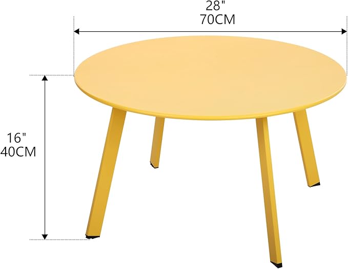 Outdoor Side Table, Outdoor/Indoor Metal Steel Patio Coffee Table, Round Weat...