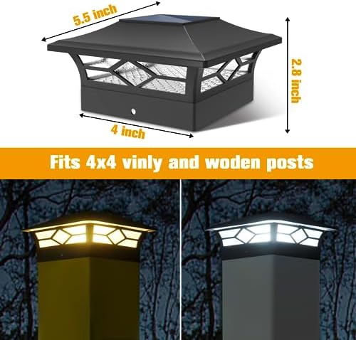 JOFIOS Solar Post Cap Lights Outdoor 12pack, Waterproof Solar Powered Deck Fe...