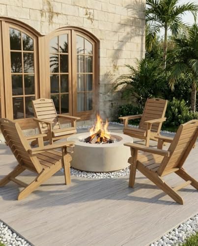 Adjustable Adirondack Chairs with Retractable Ottoman, HDPE Folding Adirondac...