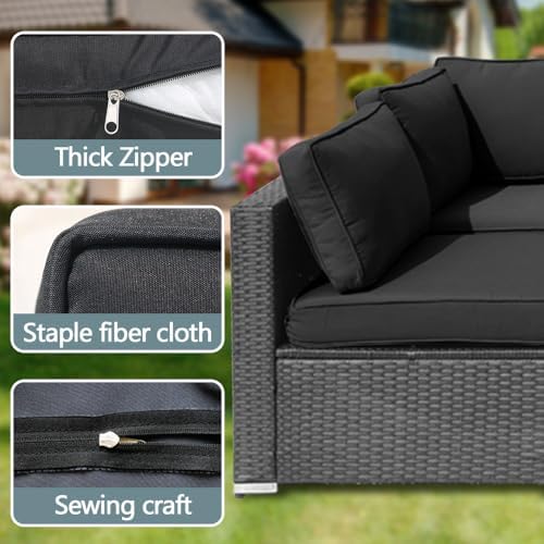 14Pcs Outdoor Cushion Covers Replacement Washable w/Zipper for 6-Seaters Sofa...