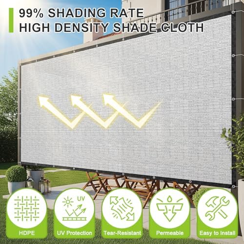 SUNNY GUARD 99% Aluminum Sun Shade Cloth, 8x8FT Heat Reflective Tarp