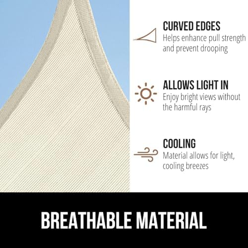 GORILLA GRIP Heavy Duty Sun Shade Sail for Outdoor Patio, 8x12 FT, Ivory
