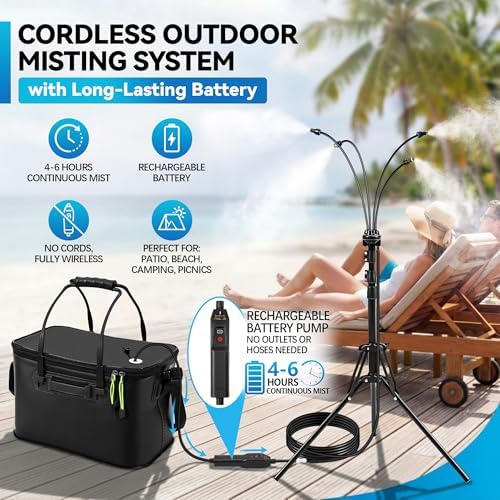 Portable Misting System, 20L Bucket Stand Mister with 5.2FT Adjust Height