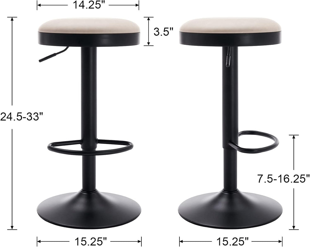 CIMOTA Swivel Round Bar Stools Set of 4 Backless Adjustable Counter Height Ba...