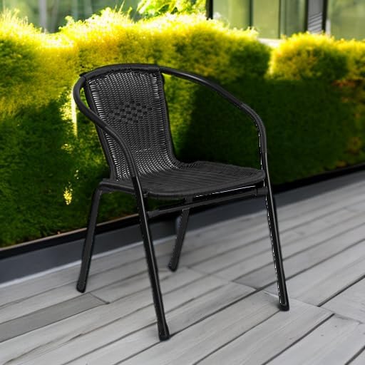 Flash Furniture Lila Modern Rattan Indoor/Outdoor Stackable Dining Chairs, St...