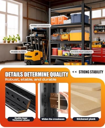 AOAORRG Set of 4 Garage Shelving Heavy Duty Storage Shelves, Metal Adjustable...
