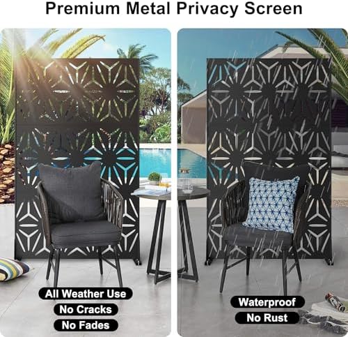 Metal Privacy Screen for Outdoor Freestanding Privacy Screens, 72" H x 4...