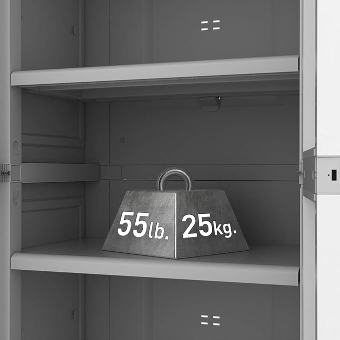 Keter Storage Cabinet with Doors and Shelves for Laundry Room, Garage, Bathro...