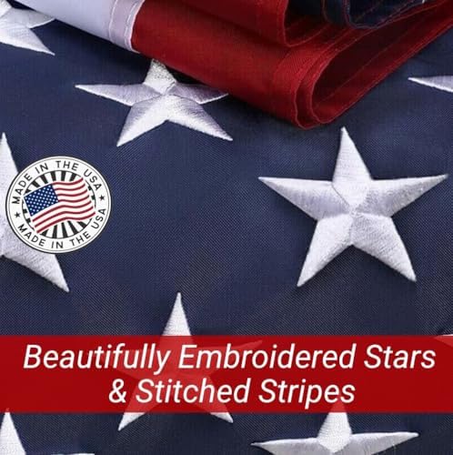 Grace Alley American Flag: 3x5 FT US Flag - 100% Made in USA. Embroidered Sta...