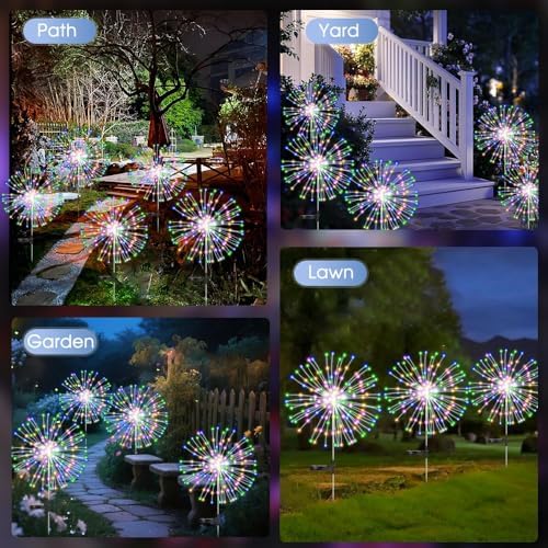 HPUFKOT Solar Garden Lights Outdoor,Waterproof Garden, 2PC 200 LED Twinkling ...