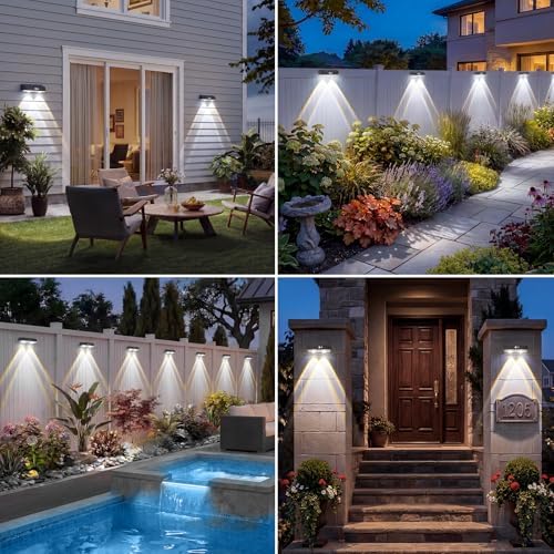 kolpop 16 Pack Solar Fence Lights Outdoor with 3 Modes Motion Sensor,IP65 Wat...