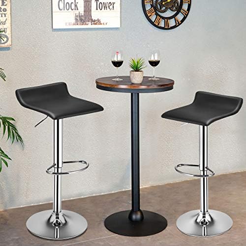 COSTWAY Set Swivel Bar Stools Adjustable Contemporary Modern Design Chrome Hy...