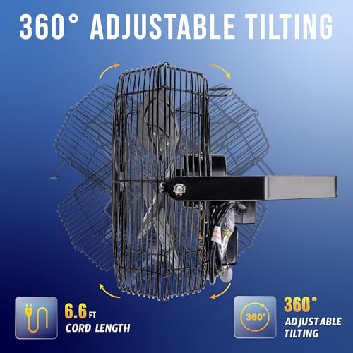 Tornado 12 Inch Outdoor Water-Resistant Metal Industrial Wall Mounted Fan IPX...