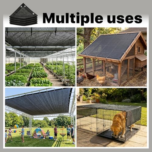 ShadeMart 70% Black Shade Cloth 10' x 16' HDPE Mesh Tarp for Garden P...