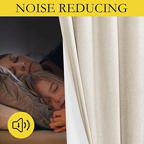 NICETOWN 100% Absolutely Blackout Linen Curtains with Thermal Insulated White...