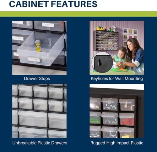 Akro-Mils 44-Drawer Plastic Drawer Storage Cabinet for Garage Organization, B...