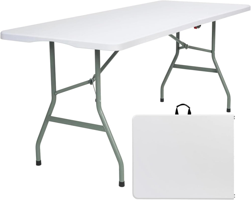 Lakhow 6FT Folding Table, Fold in Half Heavy Duty Rectangular Plastic Utility...
