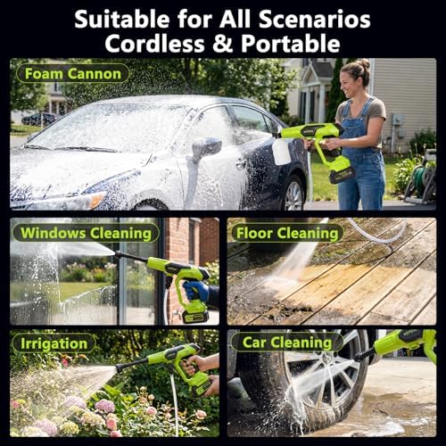 Cordless Pressure Washer, 1450 PSI Portable Handheld Power Washer with 6-in-1...