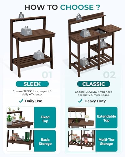 SERWALL Outdoor Potting Bench with Removable Sink,Gardening Table,Coffee