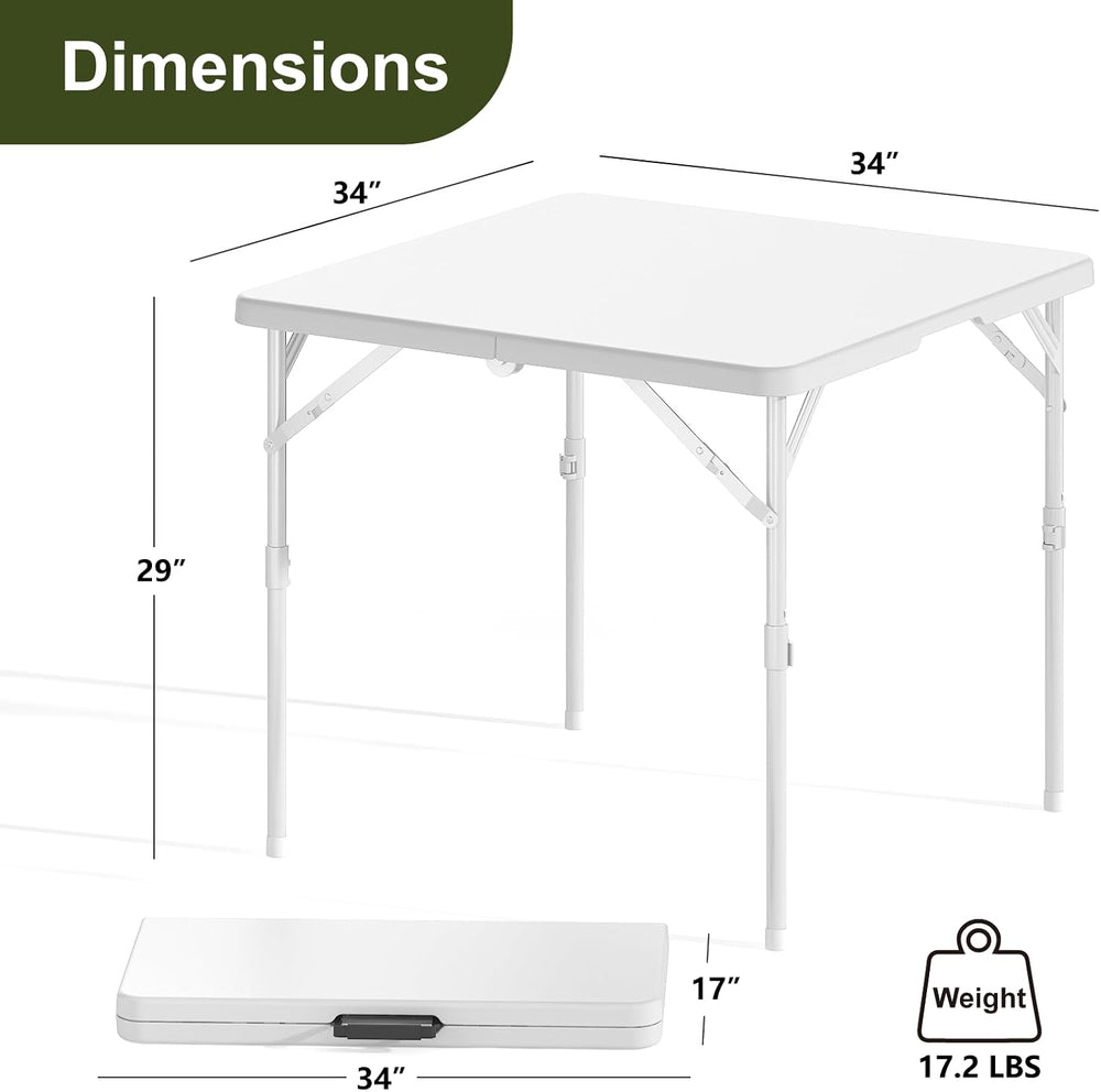 34" Folding Table for Camping, Parties, School, Picnic, 2 Pack