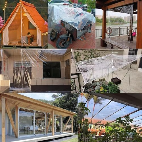 Clear Tarp with Grommets,Vinyl Tarpaulin Heavy Duty (12 * 16FT(3.6 * 4.8M)