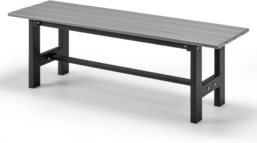 Tangkula 47 Inch HDPE Outdoor Bench Backless, Patio Garden Dining Bench with ...