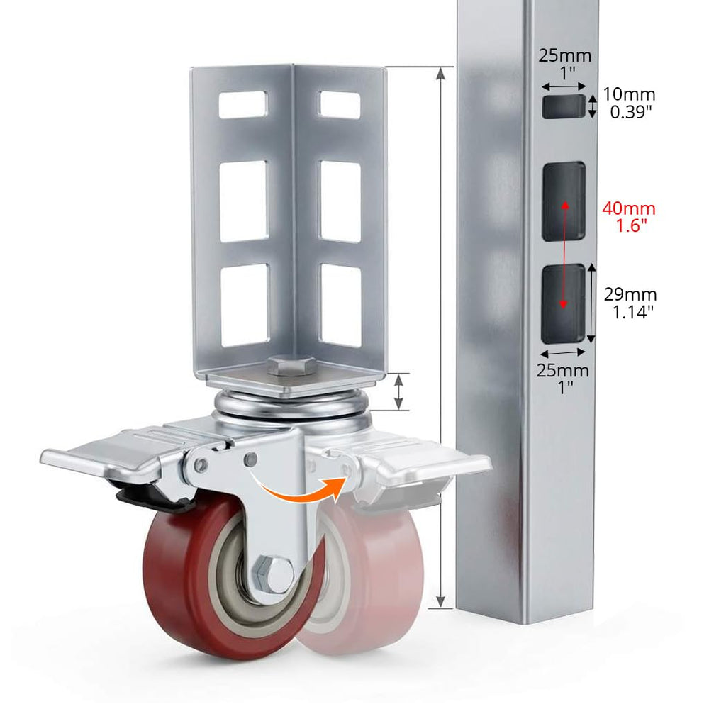QWORK 3" Caster Wheels for Boltless Shelving – 500 lb Load Capacity, 4 P...