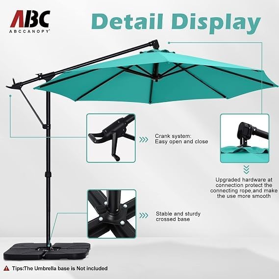 ABCCANOPY 10FT Cantilever Offset Hanging Patio Umbrella