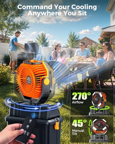 40000mAh Misting Fans for Outside, 15L Large Tank Portable Misting Fan, Batte...