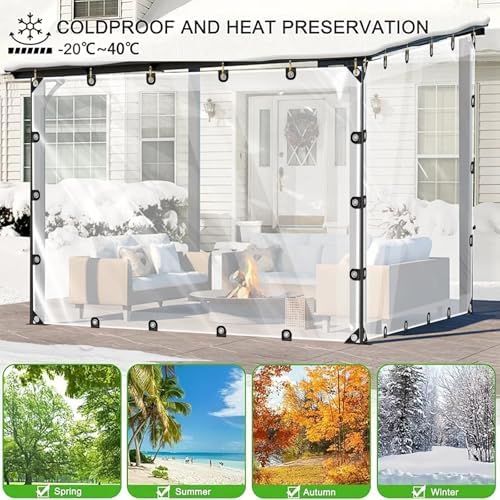 Clear Tarps Heavy Duty Waterproof - 8x10ft Clear Plastic Tarp with Grommets T...