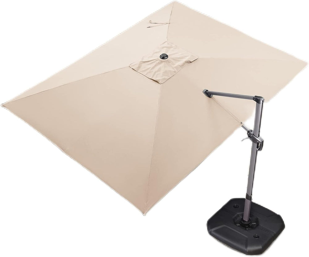 PURPLE LEAF Cantilever Umbrella 9' x 11.5' Rectangle 360° Rotation Beige