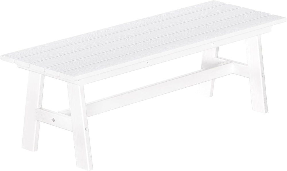 nalone Outdoor Bench, All-Weather HDPE Backless Bench for Porch (White)