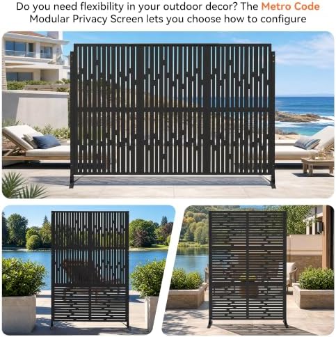 Modern Shade 4x6 FT Metal Privacy Screen with Artistic Modular Designs