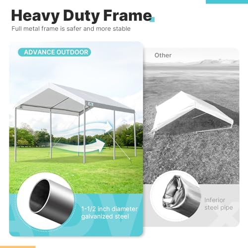 ADVANCE OUTDOOR Adjustable 10x15 ft Heavy Duty Carport Car Canopy Garage Boat...
