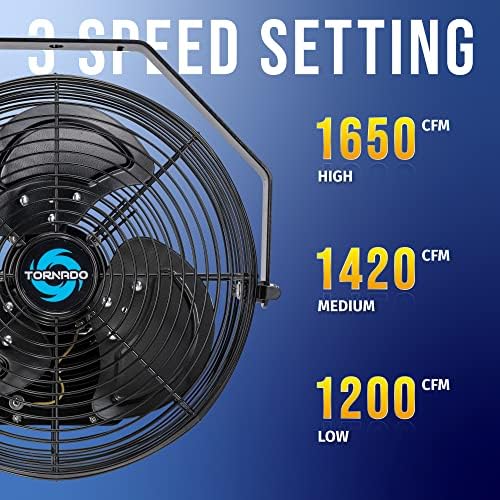 Tornado 12 Inch Outdoor Water-Resistant Metal Industrial Wall Mounted Fan IPX...
