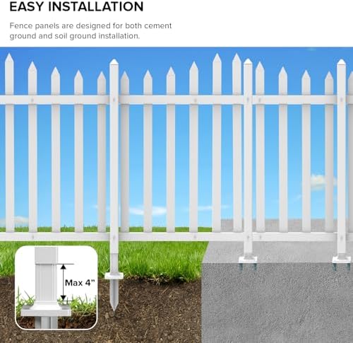 1 Set Vinyl Picket Fence Panels White 84''Wx36''H PVC Decorat...