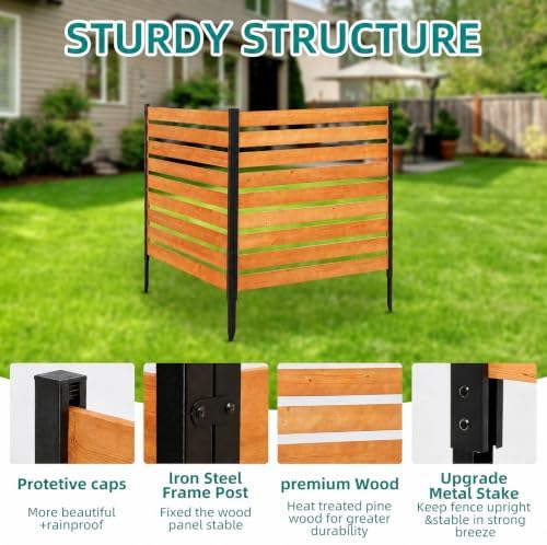 48 * 48 Inch Wood Privacy Fence Screen, Wooden Fence Panels for Outdoor Yard ...